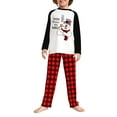 thumbnail image 2 of Family Matching Christmas Pajamas, Cartoon Snowman Letter Print Long-Sleeved Tops + Plaid Pattern Trousers Sleepwear, 2 of 7
