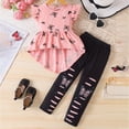 thumbnail image 2 of Toddler Baby Girl T Shirt Shorts Set Bow Sleeveless Slip Ruffle Tops Matching Outfit Spring Summer Clothes T-Shirt Elastic Waist Shorts Set Cartoon Print Summer 2pcs Set Dailywear Set 12-18 Months, 2 of 9