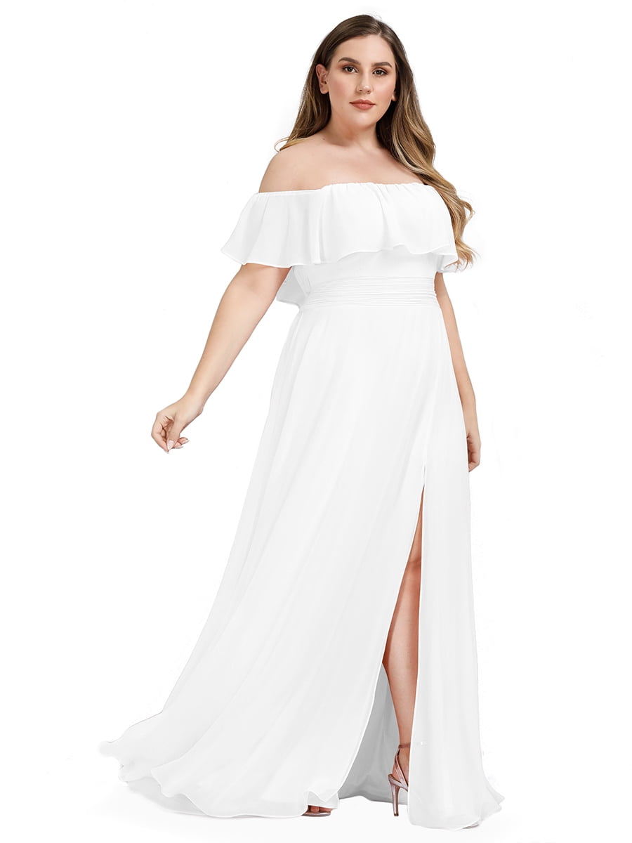 plus size off the shoulder white maxi dress