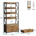 thumbnail image 2 of Tribesigns Bookshelf with Drawers, 70.8" Modern Bookcase with 2 Drawers, 5 Shelf Open Shelf for Living Room, Bedroom, Home, Office (Rustic Brown, 2pcs), 2 of 4