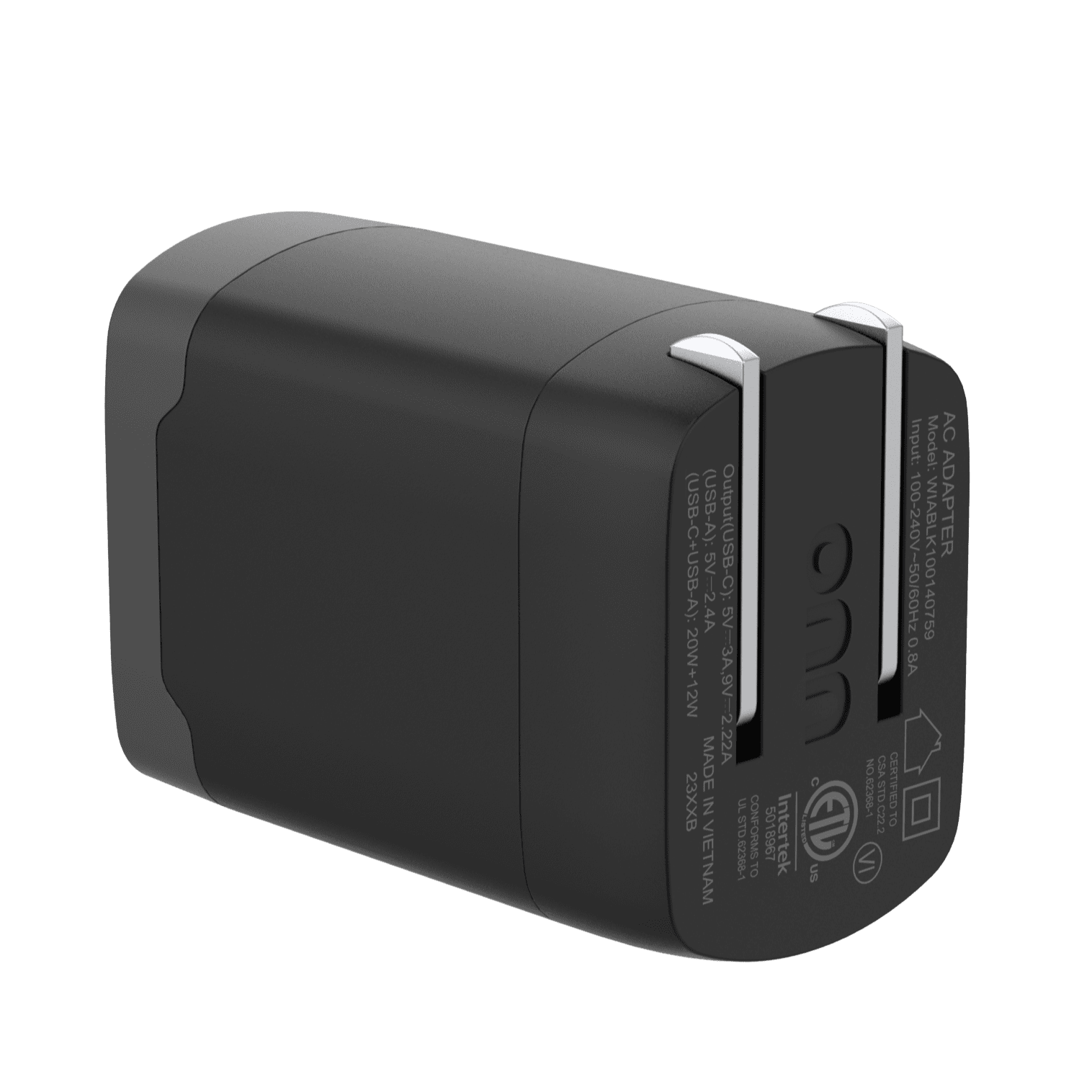 (3 pack) onn 32W Dual USB-C/USB-A Port Wall Charger, Fast Charging, USB IF Certified, Foldable Plug, Black