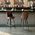 thumbnail image 3 of BizChair 2 Pack Commercial Grade Metal Barstool with Weathered Brown Swivel Bucket Seat, 3 of 11