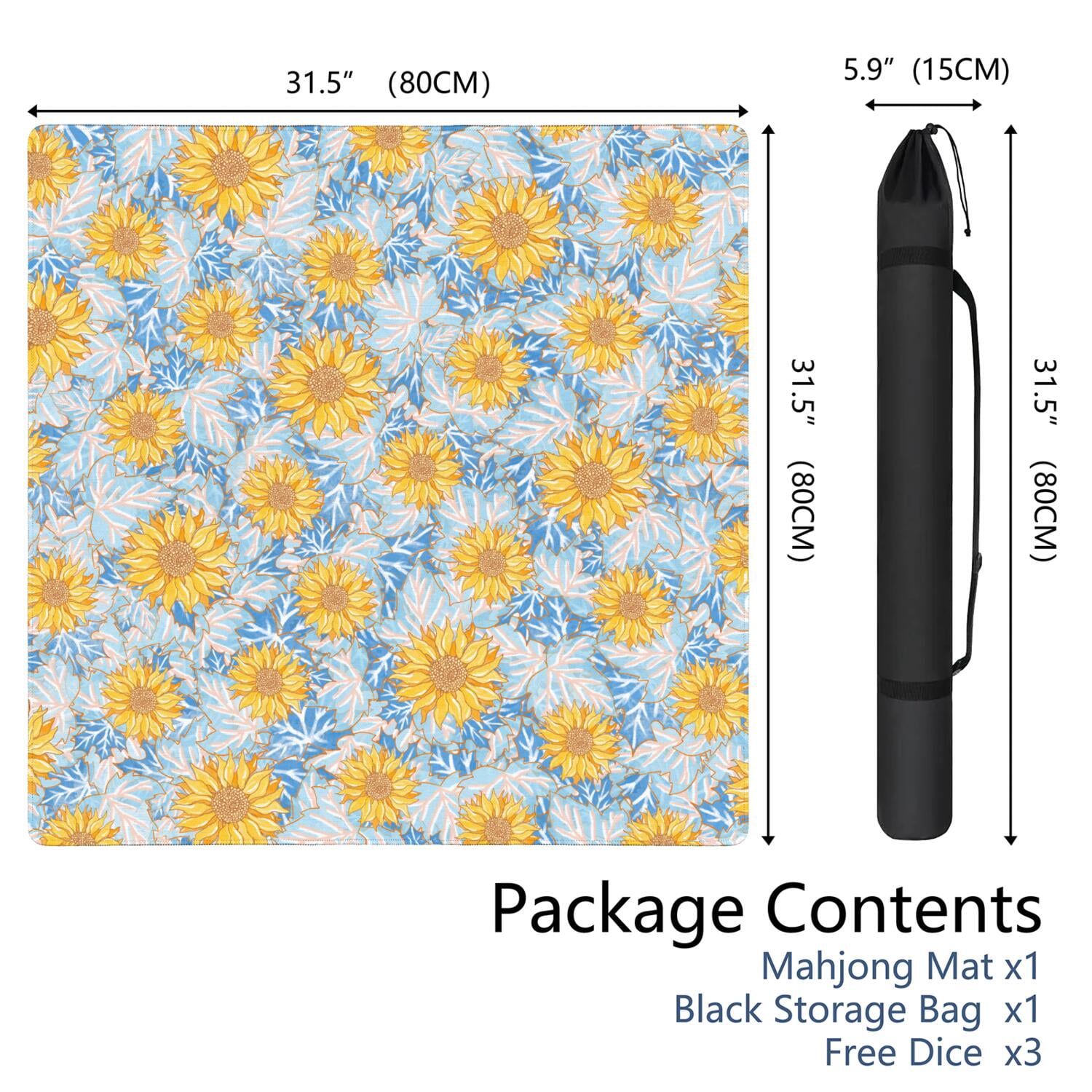Floral Textured Rubber Mat 31.5x31.5 Inches for Mahjong Poker and Board Games Enhances Grip and Reduces Distracting Noise
