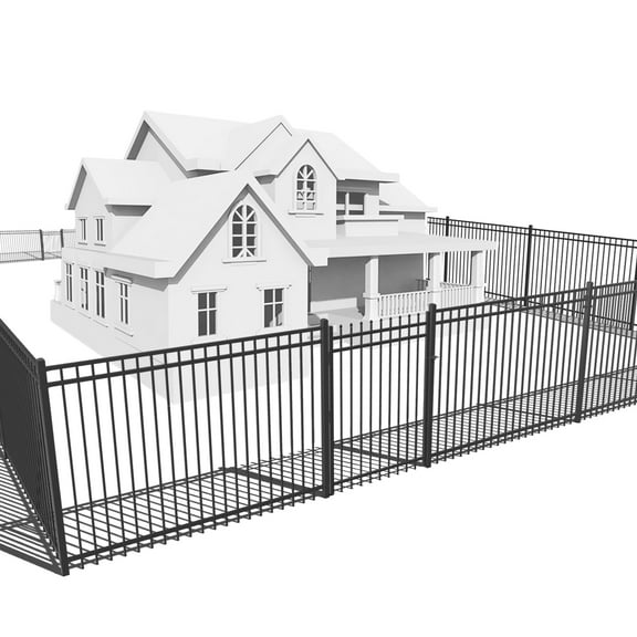 Fencer Wire 76FT Heavy Duty Flat Top Fence Barrier Kit, Anti-Rust Metal Steel Fence with 5FT Height X 8FT Width Panels, with Pinnacle Fence Gate, Posts, Connectors, Outdoor Fencing for Yard