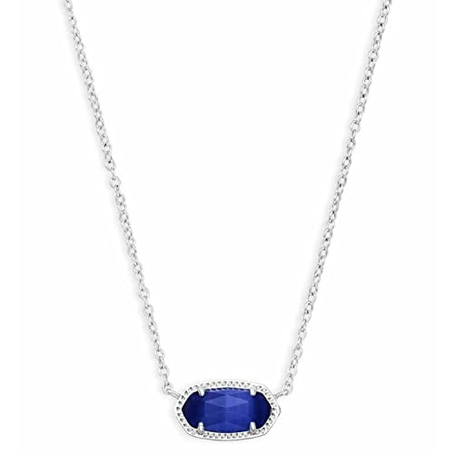 Kendra Scott Elisa Pendant Necklace for Women, Fashion Jewelry, Rhodium-Plated, Cobalt Cat s Eye