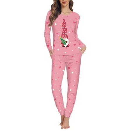 

Pzuqiu Durable Pajama Sets for Women Soft Autumn Outfits Long Sleeve Pjs with Big Pockets 2PCS Happy Christmas Tree Graphic Thermal Loungewear Vacation Sport O Neck Pullover Daily Wear Size S