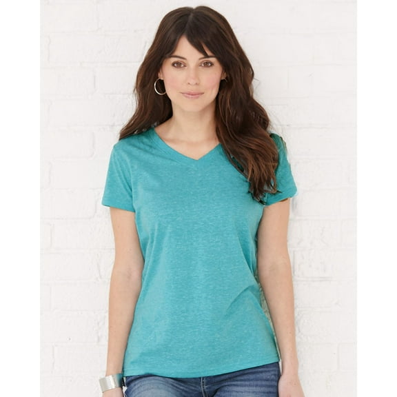 LAT Women's Harborside Mélange V-Neck T-Shirt Size up to 2XL