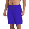 thumbnail image 2 of Wukai Darkblue Print Beach Trunks with Compression Liner Swimsuit Quick Dry Beach Sports Shorts with Pocket-Small, 2 of 8