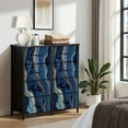 thumbnail image 6 of Boho Dresser for Bedroom with 4 Storage Drawers abstract blue marble agate granite mosaic golden veins japanese Dressers Chest of Drawers Steel Framed Fabric Closet Organizers for Entryway, 6 of 7