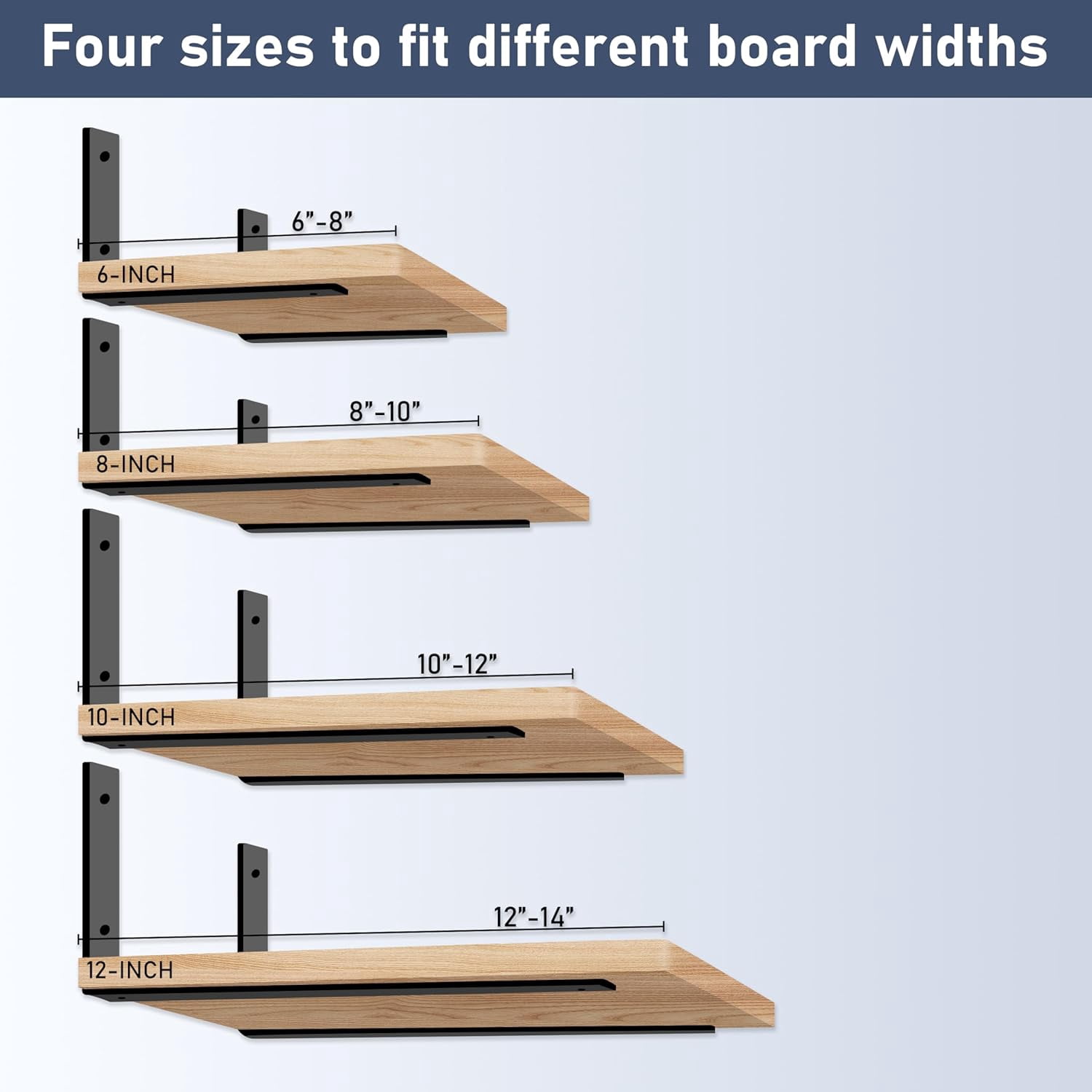 ELSKER&HOME Shelf Brackets 6 Inch, 12 Pack Floating Shelf L Brackets for Shelves Support, Black Metal Heavy Duty Shelf Brackets for DIY Decorative