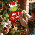 thumbnail image 2 of Decoraciones navideñas: letrero de madera con texto "Feliz Navidad", gnomo, adornos navideños colgantes para árbol de Navidad, pared, puerta, decoración del hogar, 2 of 4