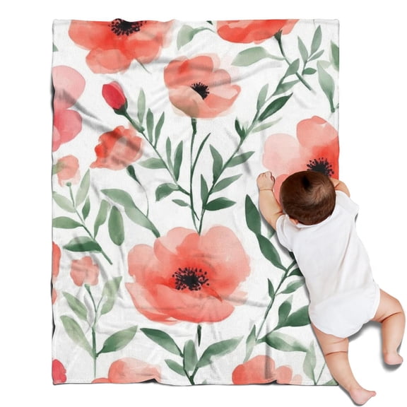 Pioneer Flower Floral Print Pattern Blanket,Comfortable Soft Flannel Throw Blanket,All Season,Warm Lightweight Blankets for Sofa Bed Couch Living Room Chair,30"x40"