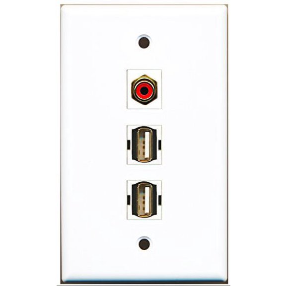 RiteAV - 1 Port RCA Red 2 Port USB A-A Wall Plate