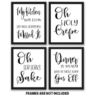 Kitchen Quotes and Sayings Art Prints 4 Pack Set 8x10 Photos Unframed Great Gift for Kitchen Home Decor