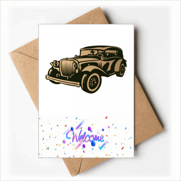 Black Classic Cars Outline Pattern Welcome Back Greeting Cards Envelopes Blank