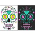 thumbnail image 3 of Pegatinas luminosas para tatuajes temporales de Halloween, 4 hojas que brillan en la oscuridad, pegatinas para la cara de calavera de azúcar, coloridas para adultos, niños, día de los muertos, pesadi, 3 of 5