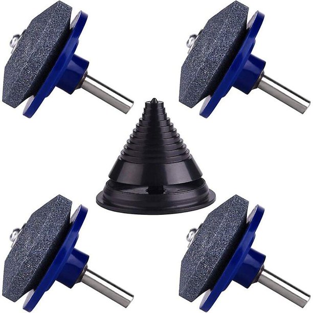 4 paquetes de afilador de cuchillas para cortacésped, accesorios para cortacésped con 1 kit de afilado de cuchillas, herramientas de afilado para cuchillas de cortacésped azul 50 x 55 mm Versailles