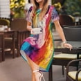 thumbnail image 3 of Vsdgher Aquarelle Cheval Blanc pour Femmes Été 2025 Décontracté Robes Midi Maxi Légères Manches Courtes Col Rond Robe de Plage, 3 of 6