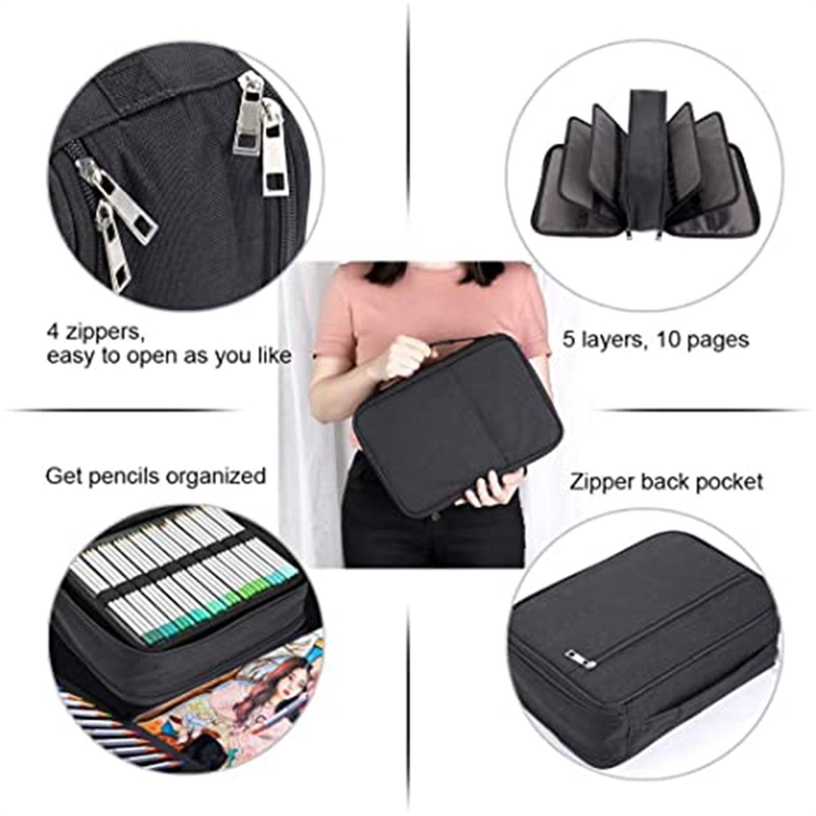 RYUJNDK 300 Slots Pencil Case Large Capacity Pen Bag Coloured Pencils Storage Bag Pencil Organiser Colored Pencil Holders