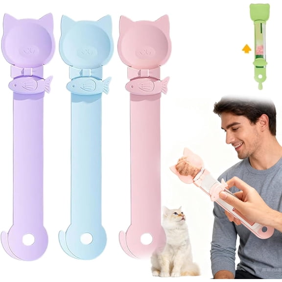 Happy Spoon for Cats, Cat Treat Spoons Squeeze, Cat Strip Feeder and Pet Food Mixing Spoons, Cats Strip Feeder Spoon for Liquid Snack and Wet Food, No Squeeze Pouch Holder