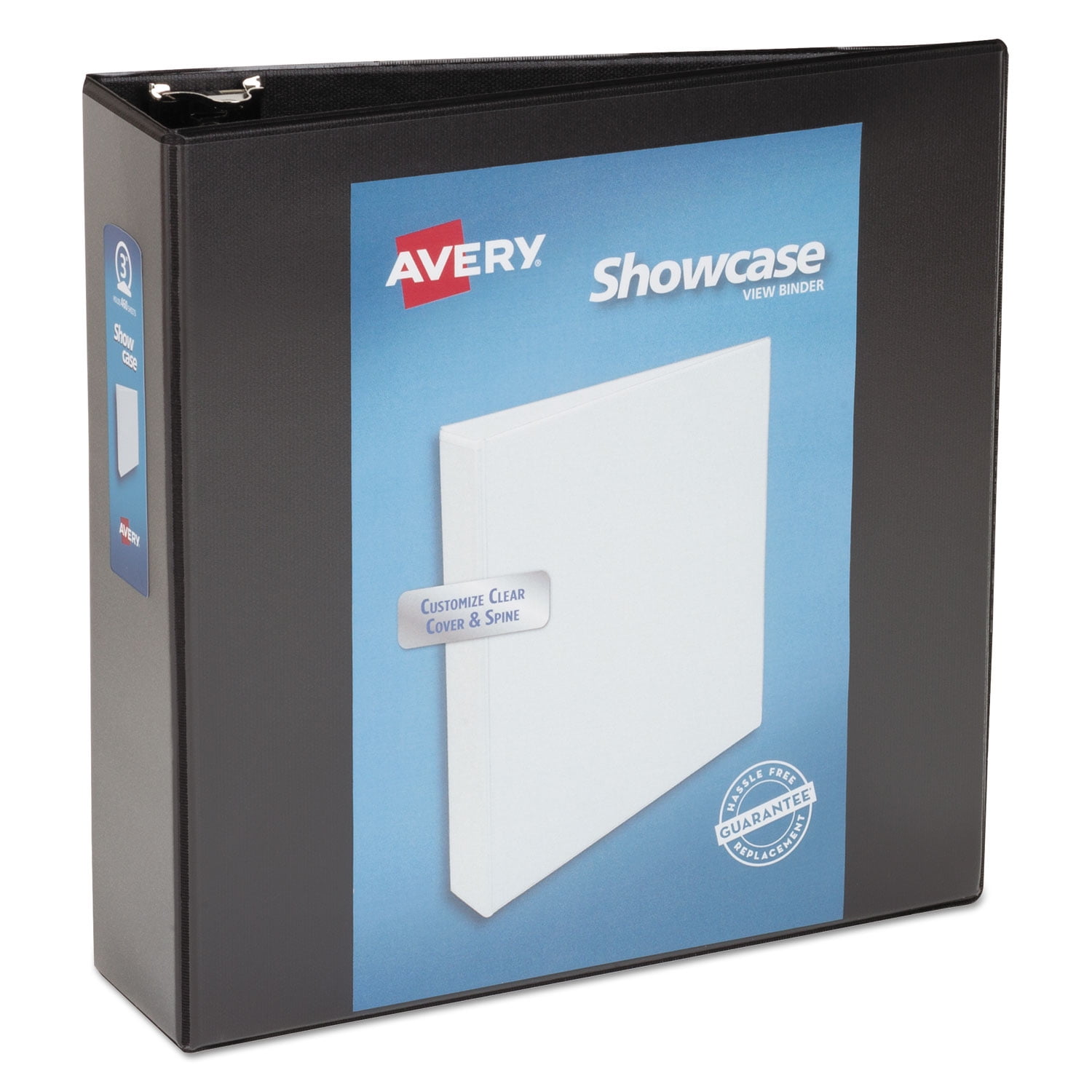 Avery Showcase Economy View Binder with 3 Round Rings, 3' Capacity, 11x8.5, Black