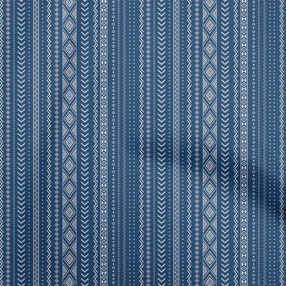 oneOone Cotton Poplin Navy Blue Fabric Tribal Diy Clothing Quilting Fabric Print Fabric By Yard 42 Inch Wide-IK