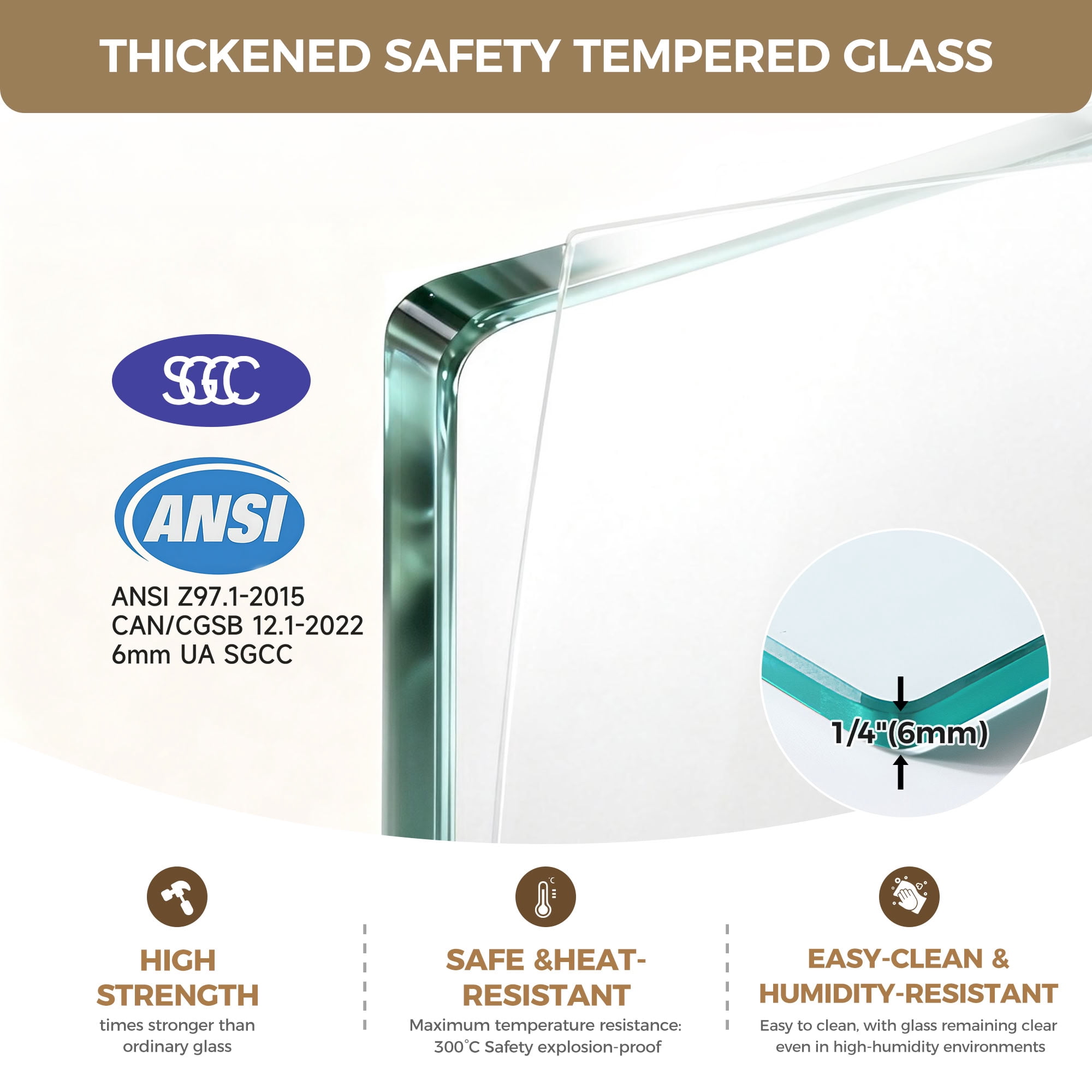MAYEERTY Frameless Pivot Shower Door, Matte Black, 1/4" Tempered Glass with Explosion-Proof Film, Waterproof & 180° Pivot