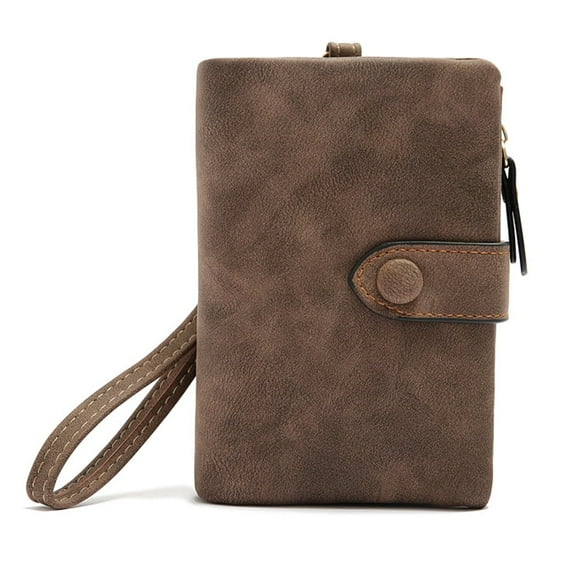 Firefly Hope Leather Short Wallet - Card Slots & Buckle Zipper Closure for Women, Coffee Color, 1 Piece