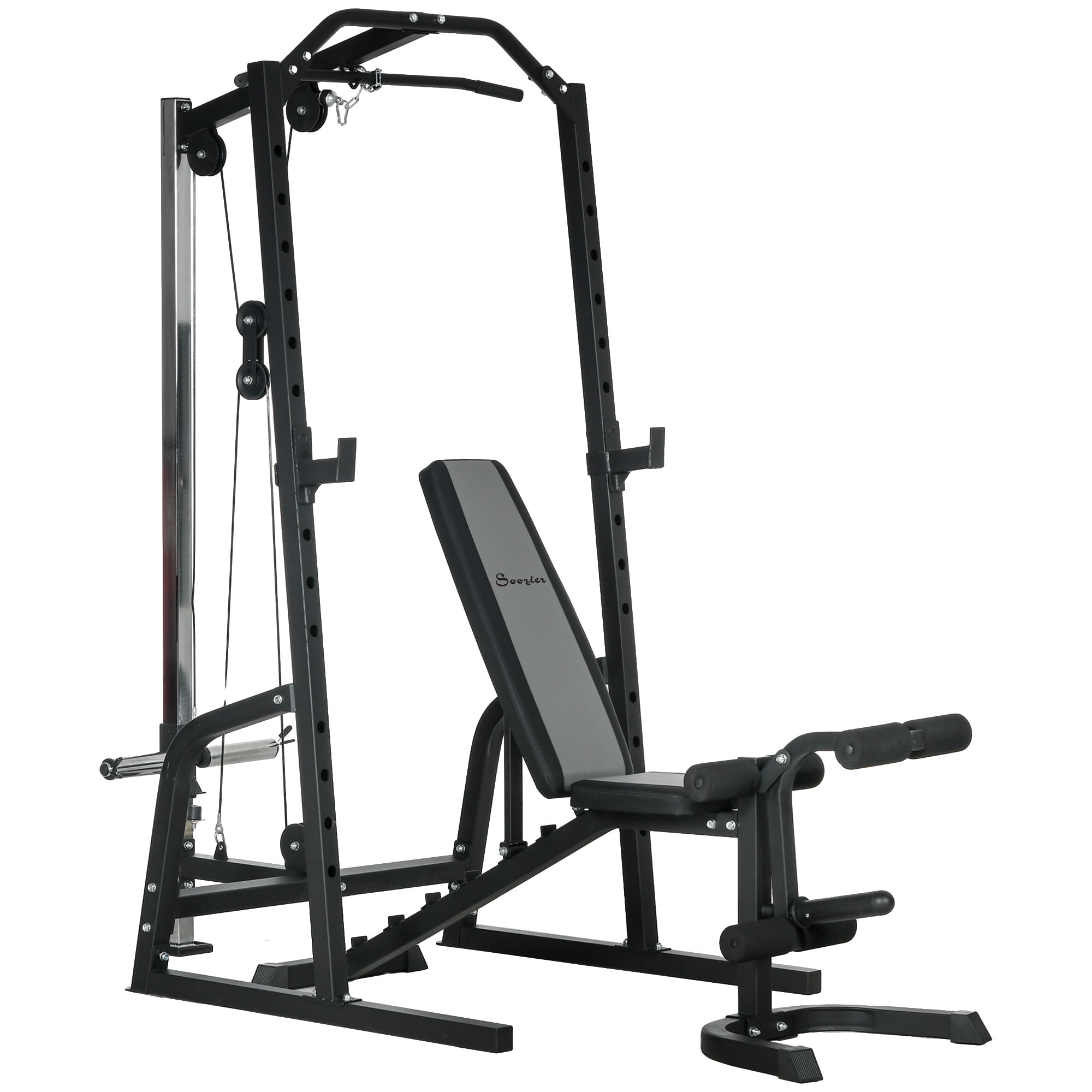 Soozier Home Gym Machine, 3 in 1 Smith Machine with Adjustable