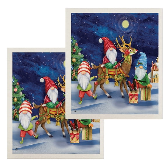 Briarwood Lane Happy Holiday Gnomes Swedish Dishcloth (2-pack)