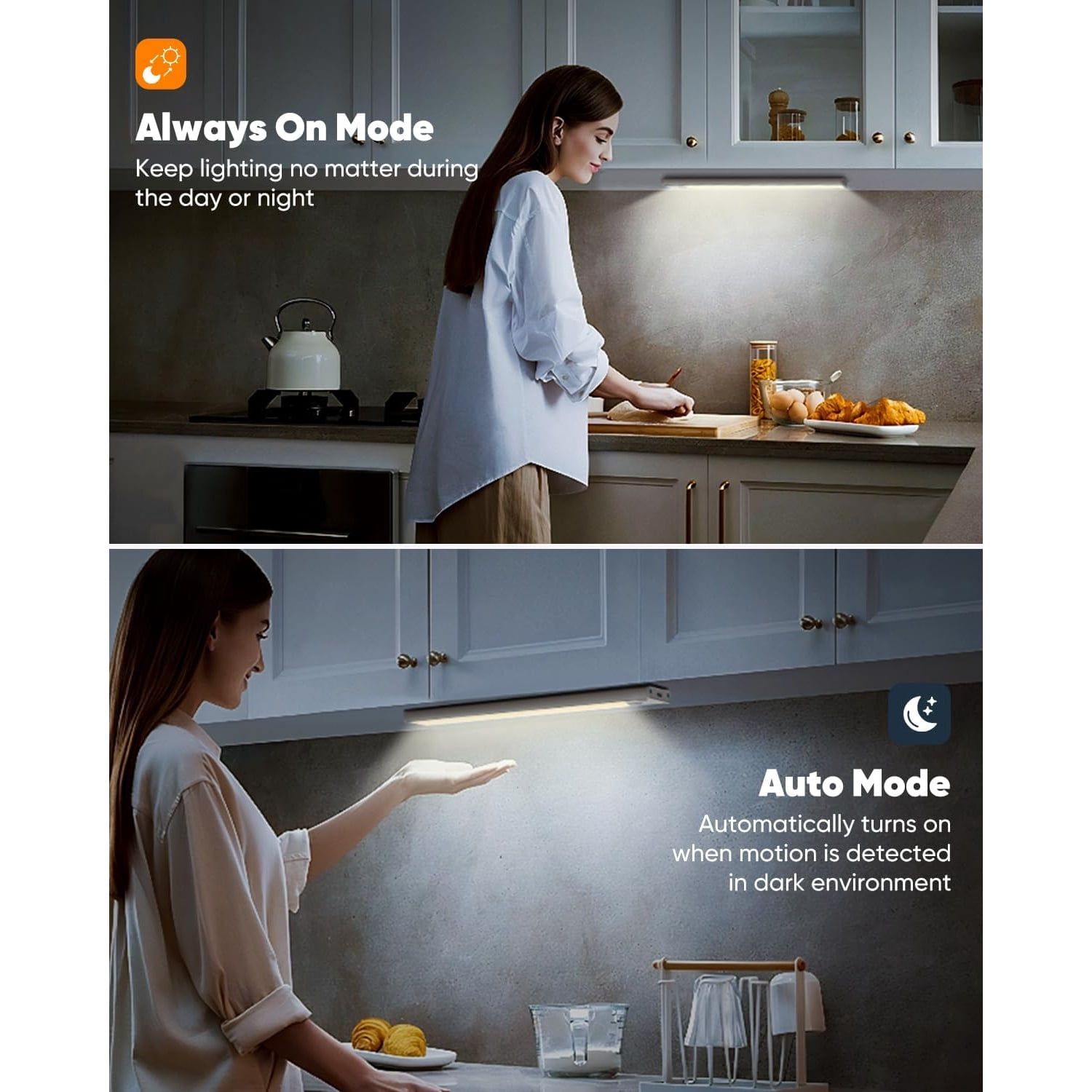 5 Pack Under Cabinet Lights, Rechargeable Under Cabinet Lighting Wireless, Motion Sensor Light Indoor LED Closet Lights Upgraded 2200mAh, Magnetic Under-Counter Light Fixtures for Kitchen Home, 10in