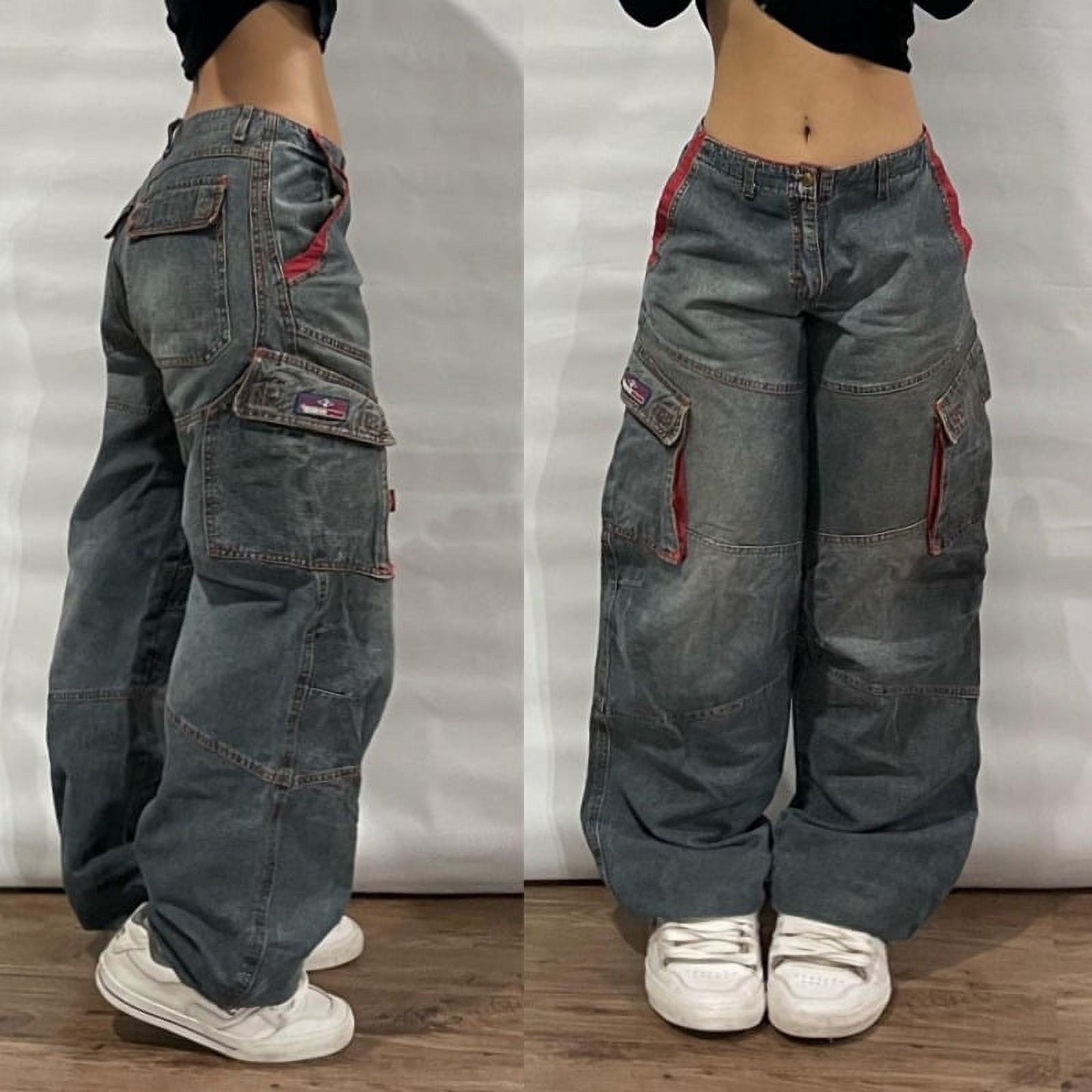 Streetwear Fashion New Multi-pocket Washed Baggy Jeans Men