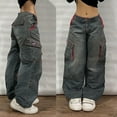 Street Vintage Jeans New Harajuku Wash Blue Multiple pockets Baggy ...