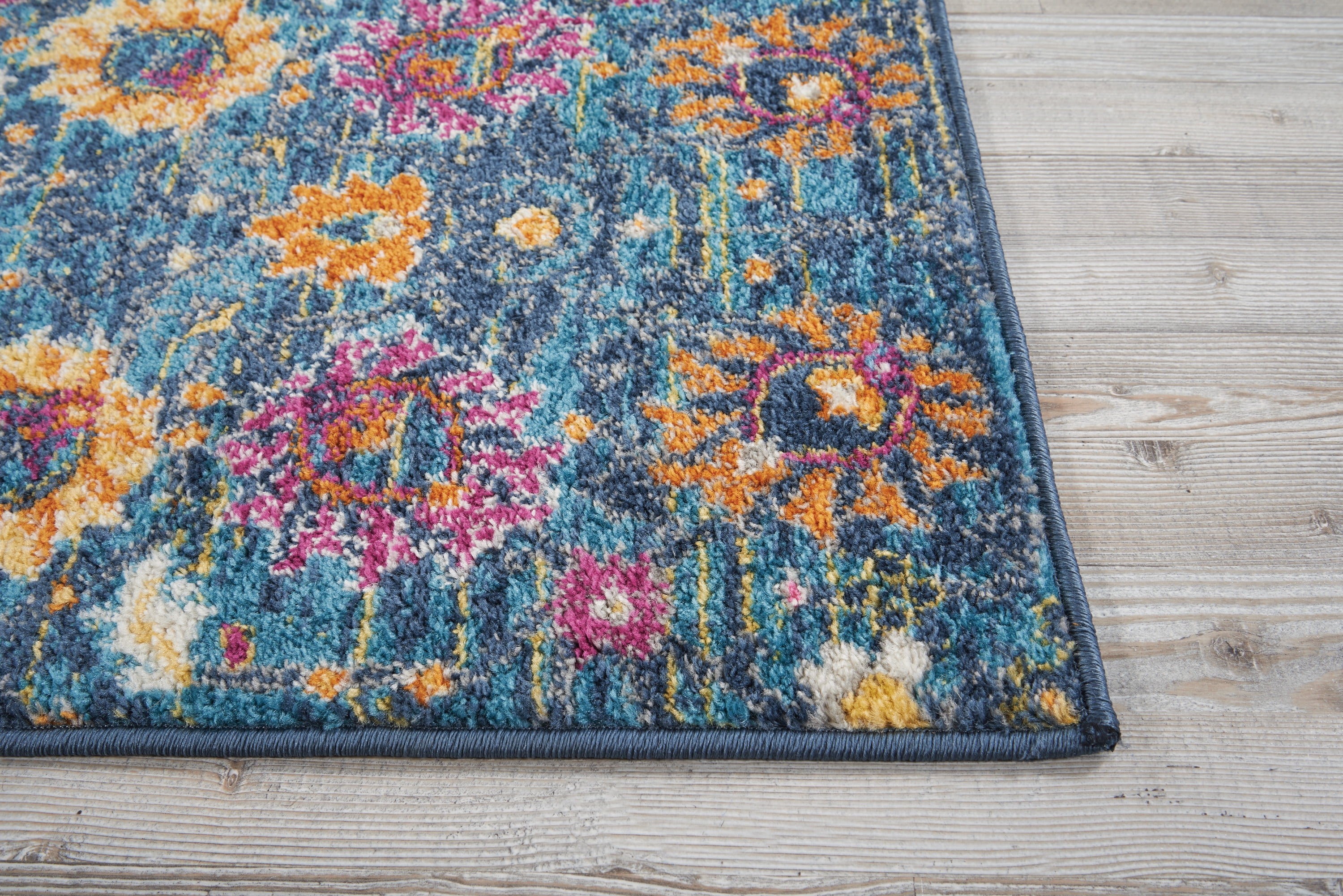 Nourison Passion Denim 1'10" x 6' Area Rug, Boho, Moroccan, Bed Room, Living Room, Dining Room, Kitchen, , Easy Cleaning, Non Shedding (6' Runner)