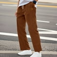 thumbnail image 2 of Resicozy Mens Corduroy Straight Leg Pants Long Solid Elastic Waist Casual Vintage Pants Loose Fit Going Out Pant with Pockets Brown M, 2 of 8
