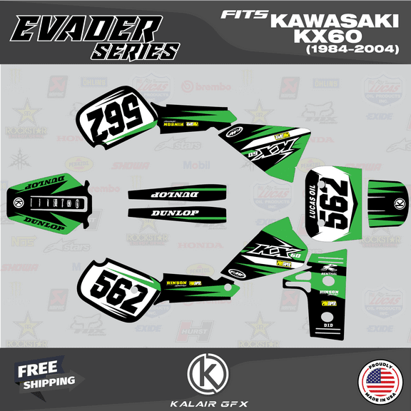 Kalair GFX Graphics Kit for Kawasaki KX60 (1984-2004) Evader Series