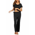 thumbnail image 4 of Ekouaer Women's Maternity Nursing Pajamas Cotton Sleepwear Set Soft Pregnancy Breastfeeding PJ Set Black M Black M, 4 of 7