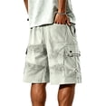 thumbnail image 4 of Men's Casual Dressy Cargo Shorts Lightweight Elastic Drawstring Waist Shorts Relaxed Fit with Side Pockets, 4 of 5
