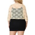 thumbnail image 3 of MODA NOVA Juniors Plus Size Lace Crop Shrug Cardigan Beige 4X, 3 of 6