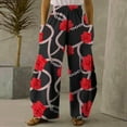 thumbnail image 2 of Pantalones anchos cómodos de cintura media elásticos con bolsillos de impresión informal para mujer Fridja alkflakhf34890, 2 of 8