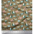 thumbnail image 1 of Soimoi Satin Silk Fabric Lighthouse,Crab & Fish Kids Printed Craft Fabric by The Yard 42 Inch Wide, 1 of 1