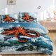 thumbnail image 3 of Juego de Funda Nórdica Tamaño King, Surf Pulpo Delfín Ropa de Cama para Niños Niños, 3 of 8