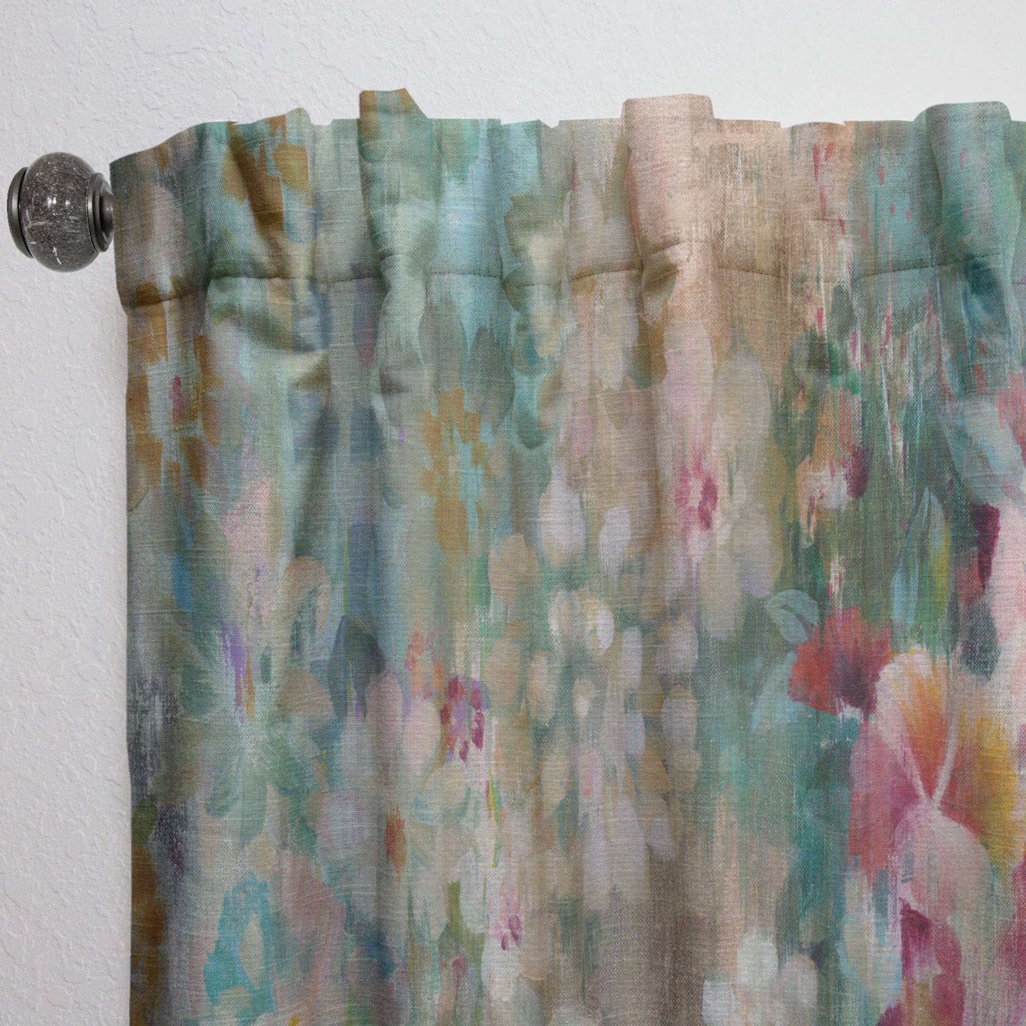 Designart 'Abstract Flower Shower II' Farmhouse Curtain Panel
