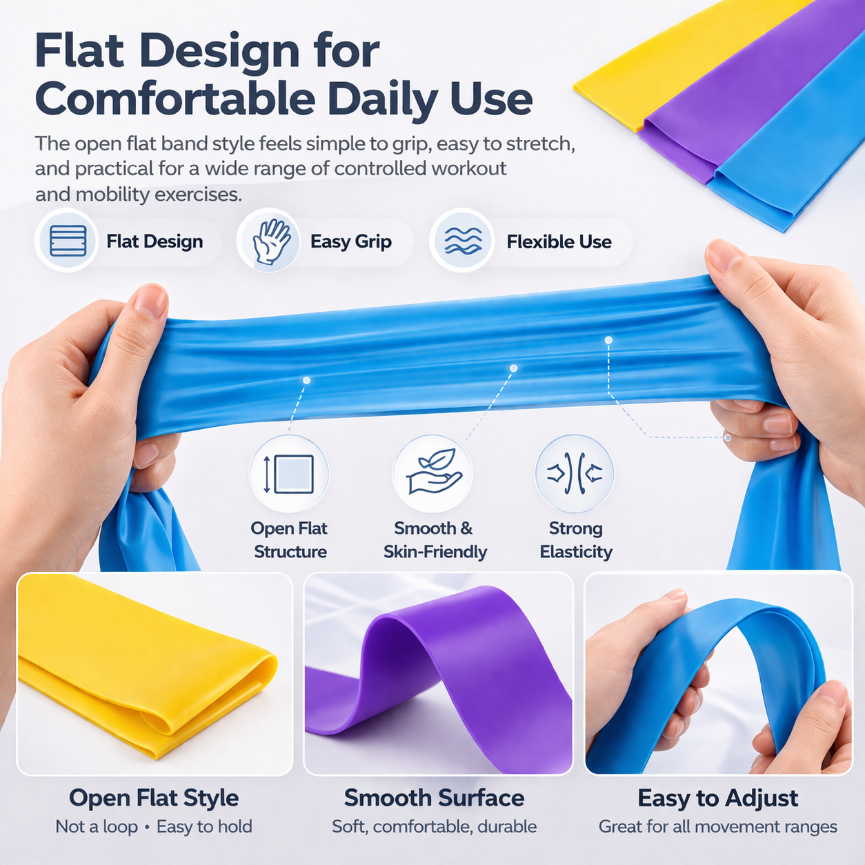 NIUTA 3-Pack Flat Stretch Resistance Bands photo 6