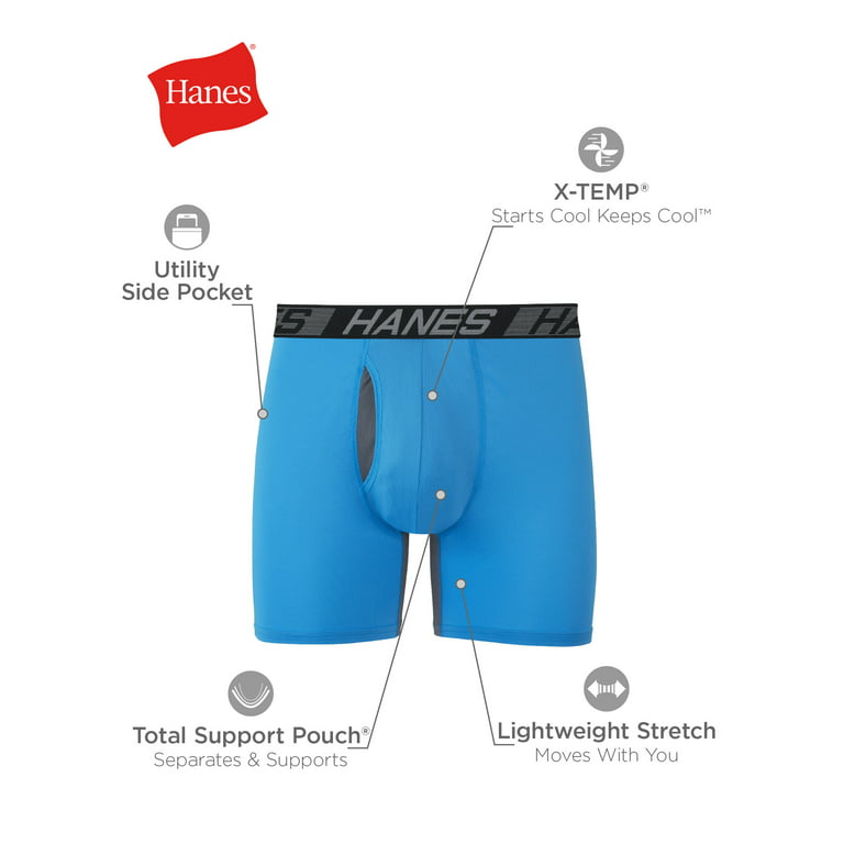 Hanes Men's X-Temp Total Support Pouch Boxer Briefs with Utility Pocket,  Moisture-Wicking Underwear Boxer Briefs, Tagless Boxer Briefs, 3-Pack 