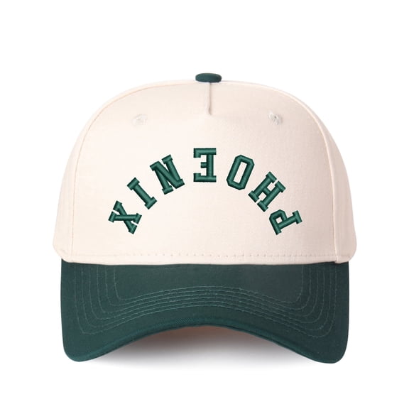 PHOENIX Letter Embroidered Color Block Trucker Hat Unisex Adjustable Cotton Breathable Fashion Cap for Travel Daily Wear