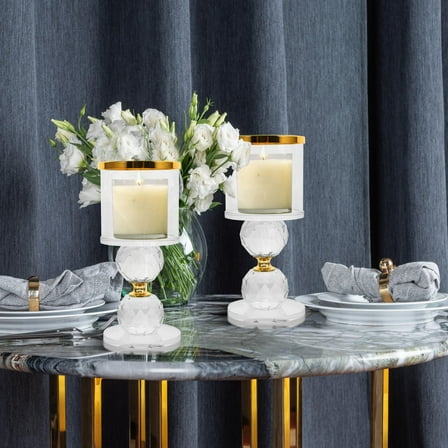 GOOHOCHY  Candleholder Crystal Delicate Holders Pillar Candles