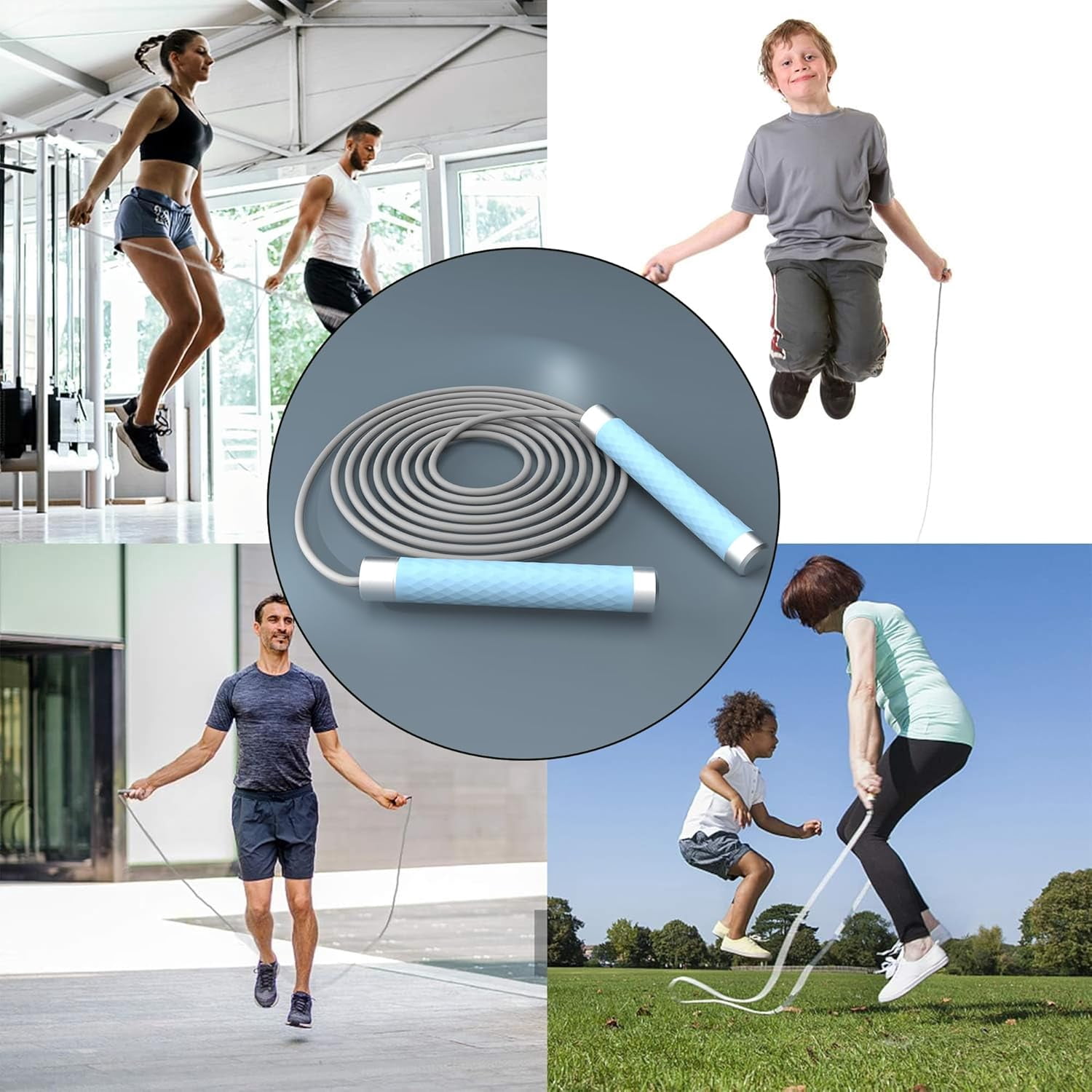 Weighted Jump Rope for Women Men: 10ft Adjustable Length Skipping Rope, Speed Jump Rope with Soft Silicone Grips, Jump Ropes for Fitness, Boxing, Cardio, Crossfit, Workout, 7mm PVC Cord