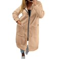 thumbnail image 5 of felwors Women's Long Sleeve Longline Zip-Up French Terry Hoodie Oversized Tunic Sweatshirt for Fall Casual Khaki for Size XXXXL, 5 of 5