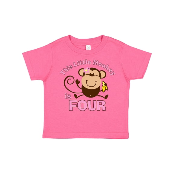 Inktastic Little Monkey Girl 4th Birthday Girls Toddler T-Shirt